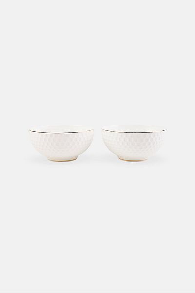 Fissman 2 Pcs Fine Bone China Bowl Set 340 Ml, White