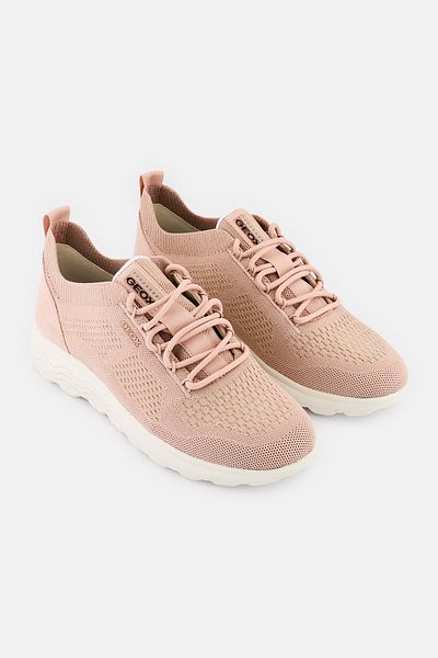 Geox Women D Spherica Lace Up Casual Shoes, Light Pink