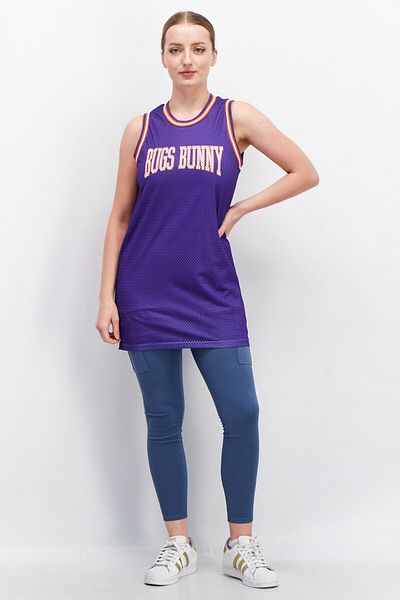 Space Jam Women Round Neck Sleeveless Graphic Tank Top, Purple