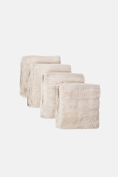 Kathy Ireland 4 Pieces Hand Towel Set, Light Grey