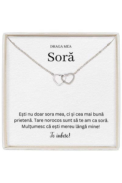 The Jewel Heart Heart Necklace For Your Dear Sister, Symbol Of The Unique Bond, 39+5 cm