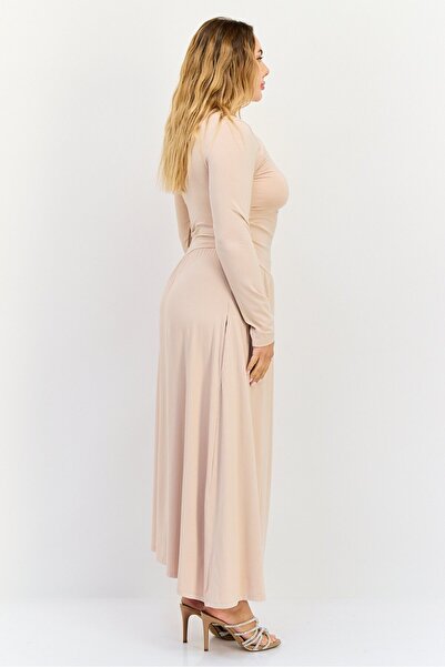 Bebe Women Solid Maxi Dress, Beige