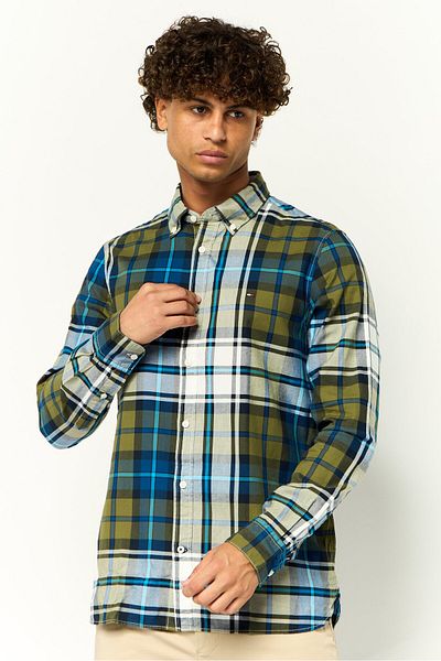 Tommy Hilfiger Men Regular Fit Plaid Long Sleeve Casual Shirt, Multicolor