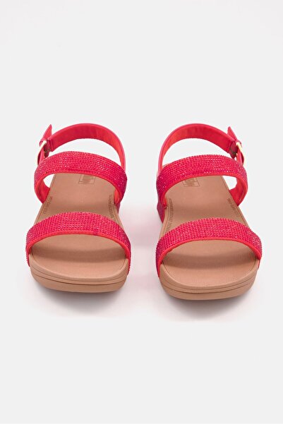 Fitflop Women Lottie Shimmer Crystal Sandals, Red/Tan