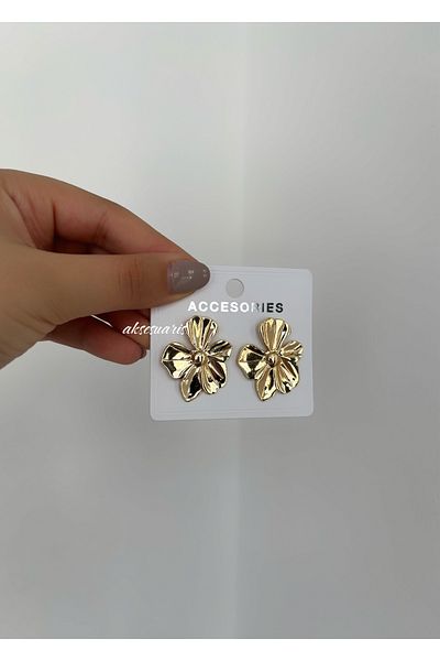 aksesuaris Gold Flower Model Women's Earrings