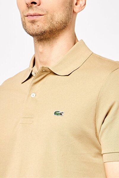 Lacoste Men Classic Fit Short Sleeves Embroidered Logo Polo Shirt, Beige