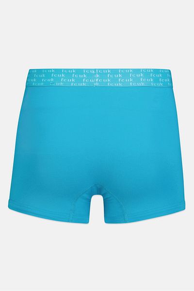 French Connection Men 1 Pack Brand Logo Trunks, Aqua Blue
