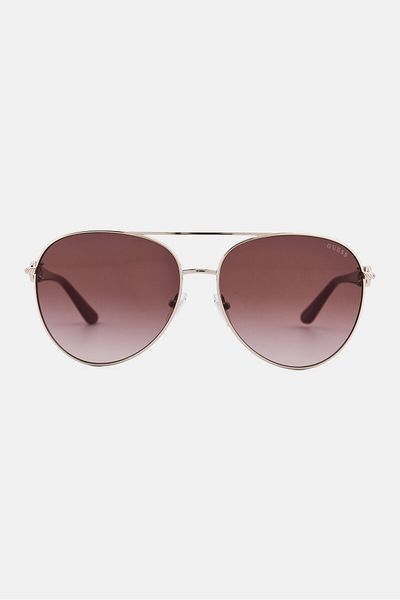 Guess Women GU0015832F61 Square Sunglasses, Silver/Red