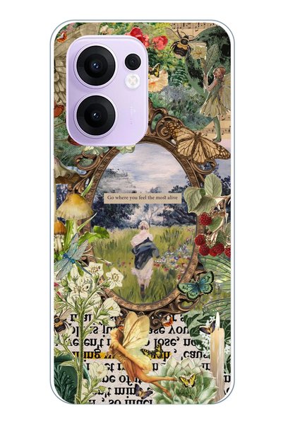 TechTree Oppo Reno 13F Compatible Green Nature Transparent Silicone Case
