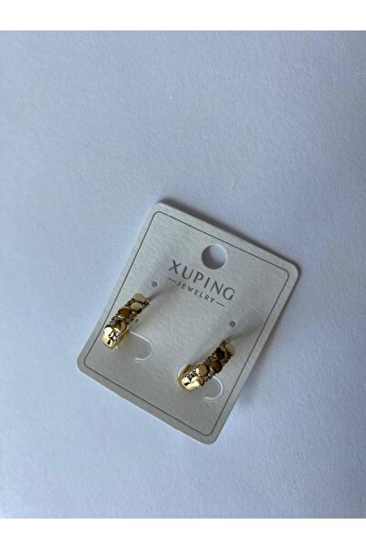 marsel aksesuar Xuping Minimal Pul ve Taş Detay Gold Küpe