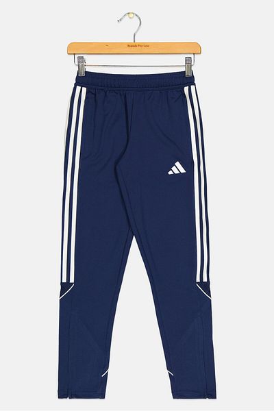 adidas بنطال رياضي رياضي برباط وشعار العلامة التجارية للأطفال، أزرق داكن