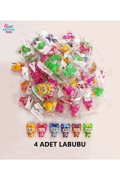Brother Toys 4 Pieces Surprise Colorful Labubu Figure Toy Lalubu 9 Cm.