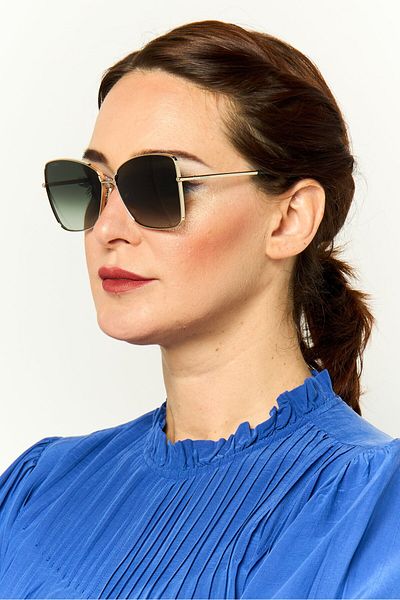 Max Mara Women MM009732P59 Polarized Square Sunglasses, Gold
