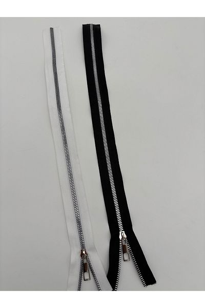 kumasfabrik (45 cm) 2 Pcs Zipper/Bag Zipper/Bag Accessory/Black-White