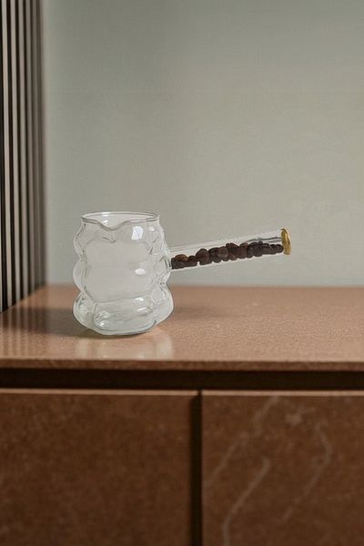 UCR HOME Grape Pattern Balloon Coffee Milk Coffee Pot Heat Resistant Glass with Coffee Bean Handle 400ml