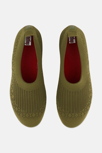 Fitflop Women Uberknit Slip On Casual Shoes, Green/White