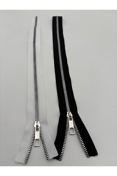 kumasfabrik (45 cm) 2 Pcs Zipper/Bag Zipper/Bag Accessory/Black-White
