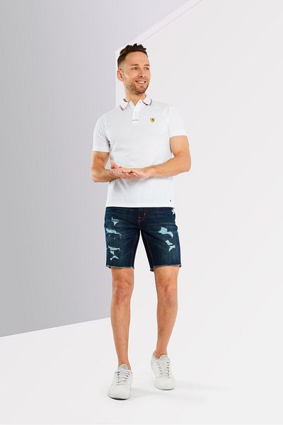 Scuderia Ferrari Men Regular Fit Short Sleeve Golf Polo Shirts, White