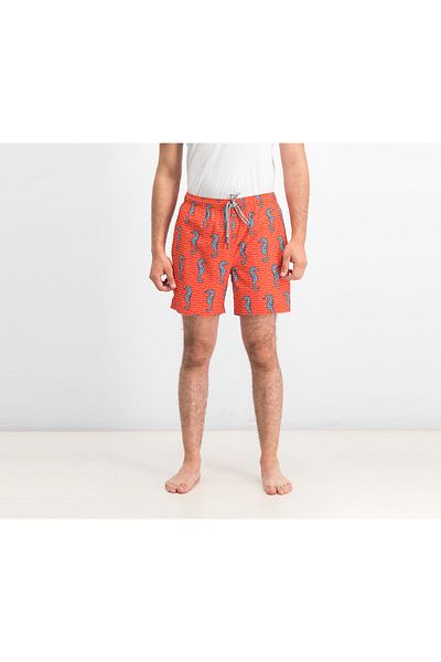 Rainforest Men Curled Tails Board Short, Spicy Orange