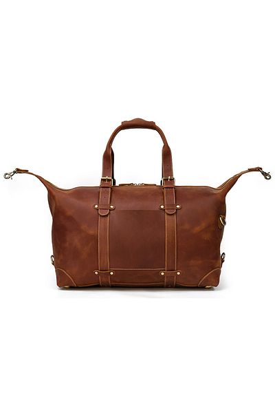USSPY Travel bag, fitness, made of genuine leather, USSPY, large capacity, 14'' laptop pocket, brown