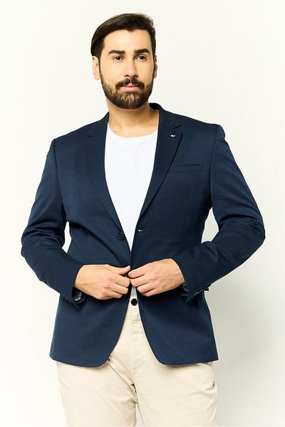Tommy Hilfiger Men Tailored Fit Plain Casual Blazer, Navy