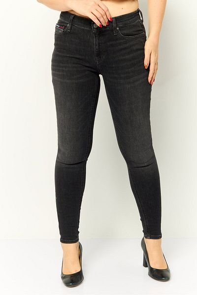 Tommy Hilfiger Women Skinny Fit Mid Waist Washed Stretchable Denim Jeans, Charcoal
