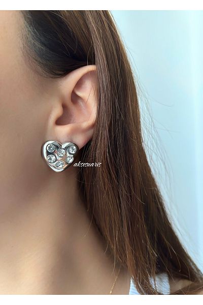 aksesuaris Zircon Stone Heart Women's Earrings