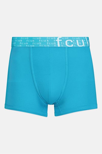 French Connection Men 1 Pack Brand Logo Trunks, Aqua Blue
