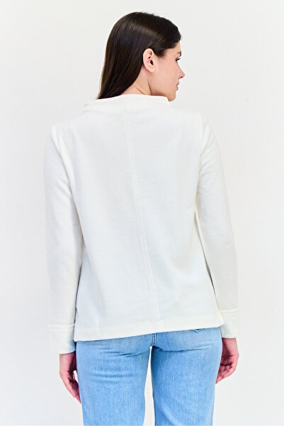 Esprit Women Jewel Neck Ribbed Sweater, Ivory