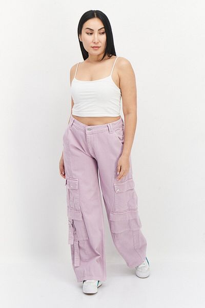 Don't Call Me Jennyfer Women Wide Leg Plain Cargo Pants, Light Purple