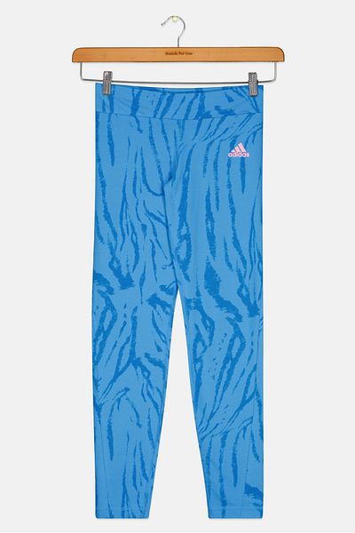 adidas Kids Girl Tight Fit Mid Rise Training Leggings, Blue