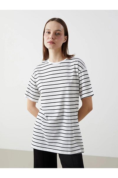 LC Waikiki Γυναικείο μπλουζάκι Xside Crew Neck ριγέ (S5)