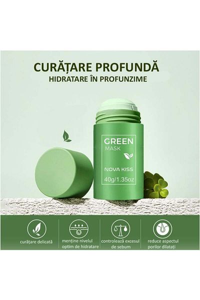 NOVA KISS ® Stick Mask With Green Tea Extract, Clay, Against Acne, Excess Sebum, Anti Blackheads,40 G
