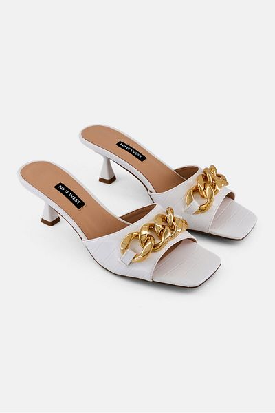 Nine West Women Slip On Sandals, White