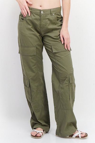 Don't Call Me Jennyfer Women Straight Fit Fit Solid Cargo Pants, Dark Olive