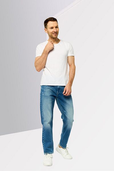Tommy Hilfiger Men Regular Fit Washed Denim Jean, Blue