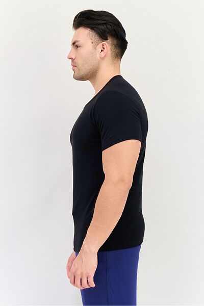 SLOGGI Men 2 Pieces Round Neck Short Sleeve Brand Logo Undershirt, Black