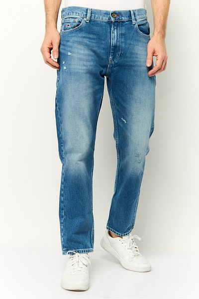 Tommy Hilfiger Men Regular Fit Washed Denim Jean, Blue