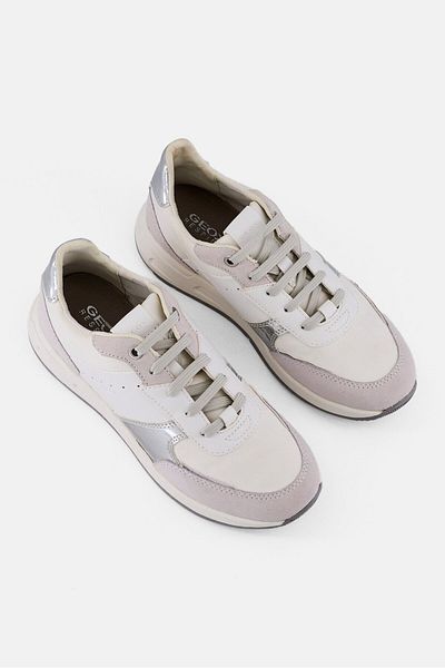 Geox Women Bulmya Lace Up Outdoor Sneaker, Off-White