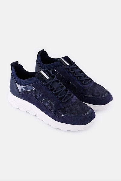 Geox Women Spherica C Lace Up Casual Shoes, Navy