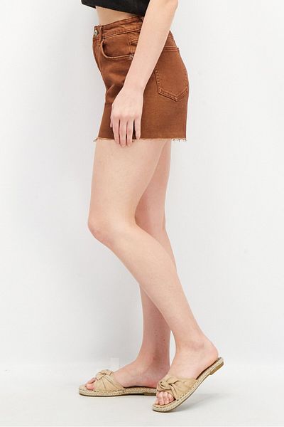 Don't Call Me Jennyfer Women Mom Fit Plain Denim Shorts, Brown