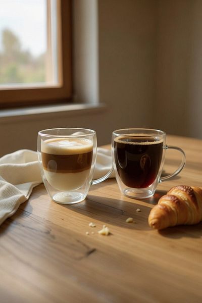 UCR HOME Double Wall 2-Piece Glass Tea Coffee Soft Drink Glass Borosilicate 350 ml