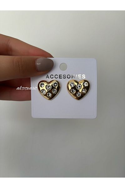 aksesuaris Zircon Stone Heart Women's Earrings