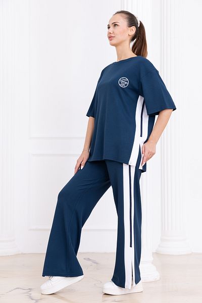 DJANGO STYLE Modal Wide Striped Slit Sports Tracksuit Set
