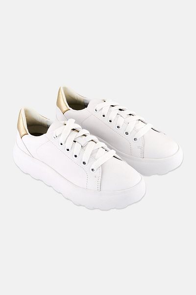 Geox Women D Sperica Ec4,1 Lace up Casual Shoes, White