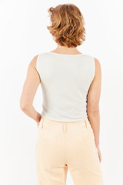 Ferrari Women Round Neck Sleeveless Solid Top, Beige