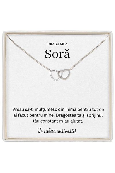 The Jewel Heart Cadou Deosebit Pentru Sora, Colier În Formă De Inimă Cu Cristal, 39+5 cm