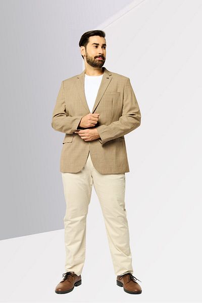 Tommy Hilfiger Men Tailored Fit Plaid Casual Blazer, Khaki