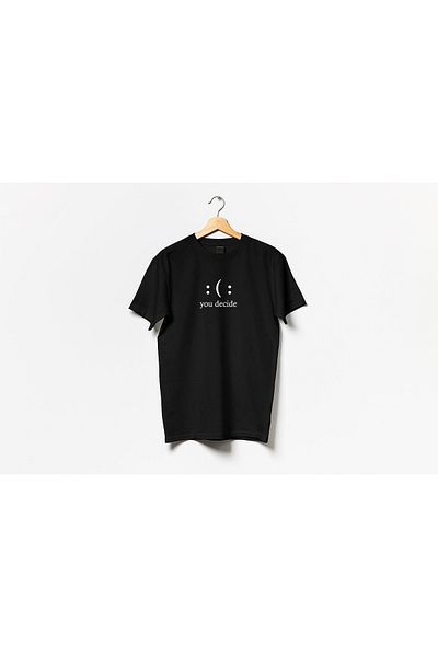 YEACHY Unisex Funny Decide Emoji εμπριμέ μπλουζάκι