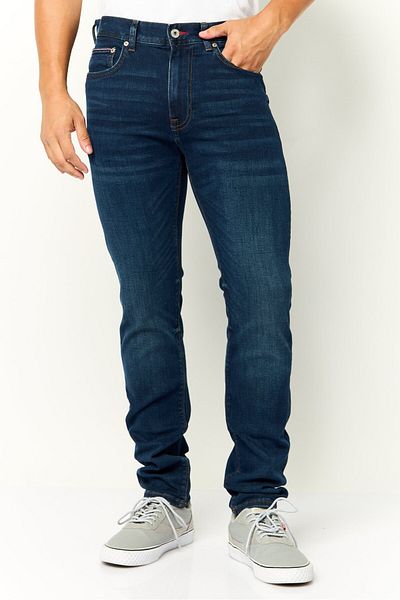 Tommy Hilfiger Men Regular Fit Washed Stretchable Jeans, Navy